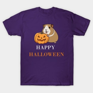 Happy Halloween Guinea Pig (White Typo) T-Shirt